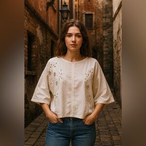 Handmade 🧵 🪡 Upcycled Vintage Tablecloth Cloth Boho Top